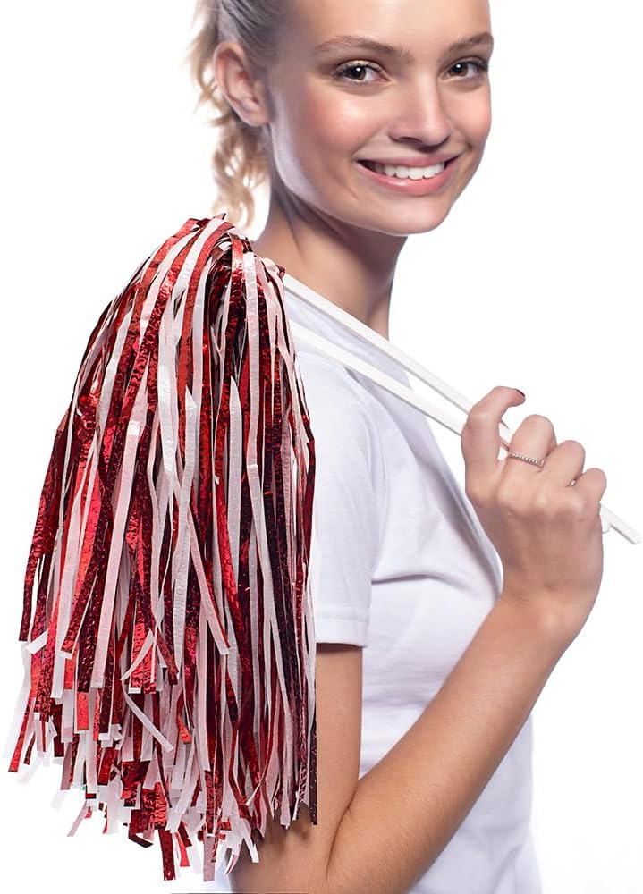 Anderson's Metallic Foil Textured School Spirit Shakers, Cheerleader Pom Poms, Football, Basketball, Homecoming Squad, Team, Party, Dance, Club, Performance, Fan Celebration Pack of 10 - Image 2